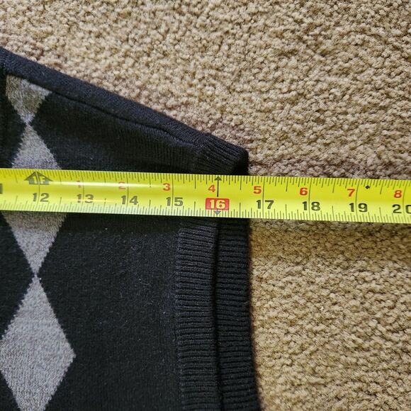 VTG Mens Dockers Knit Vest Size L 100% Acrylic Argyle Diamond Black Gray Preppy - Picture 10 of 10